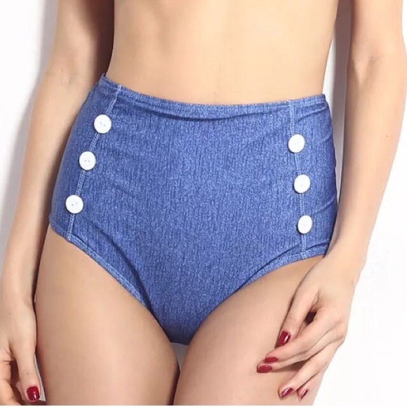 VINTAGE PINUP POLKA DOT HIGH WAISTED 2PC SWIMSUIT - Picture 5 of 6